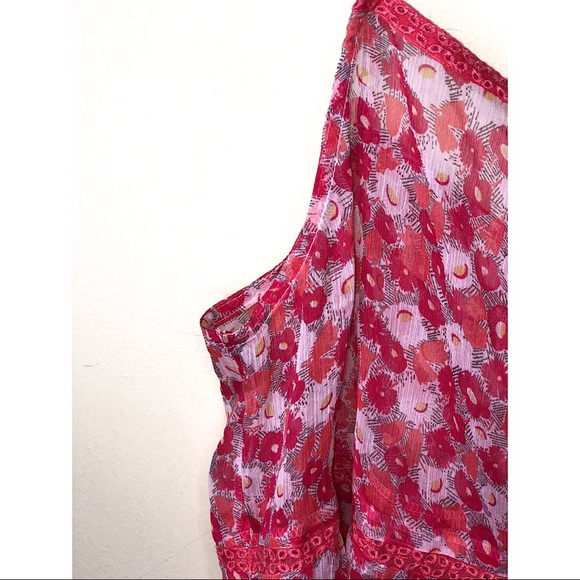 Sheer Floral Tank Top Blouse Large - Picture 6 of 8